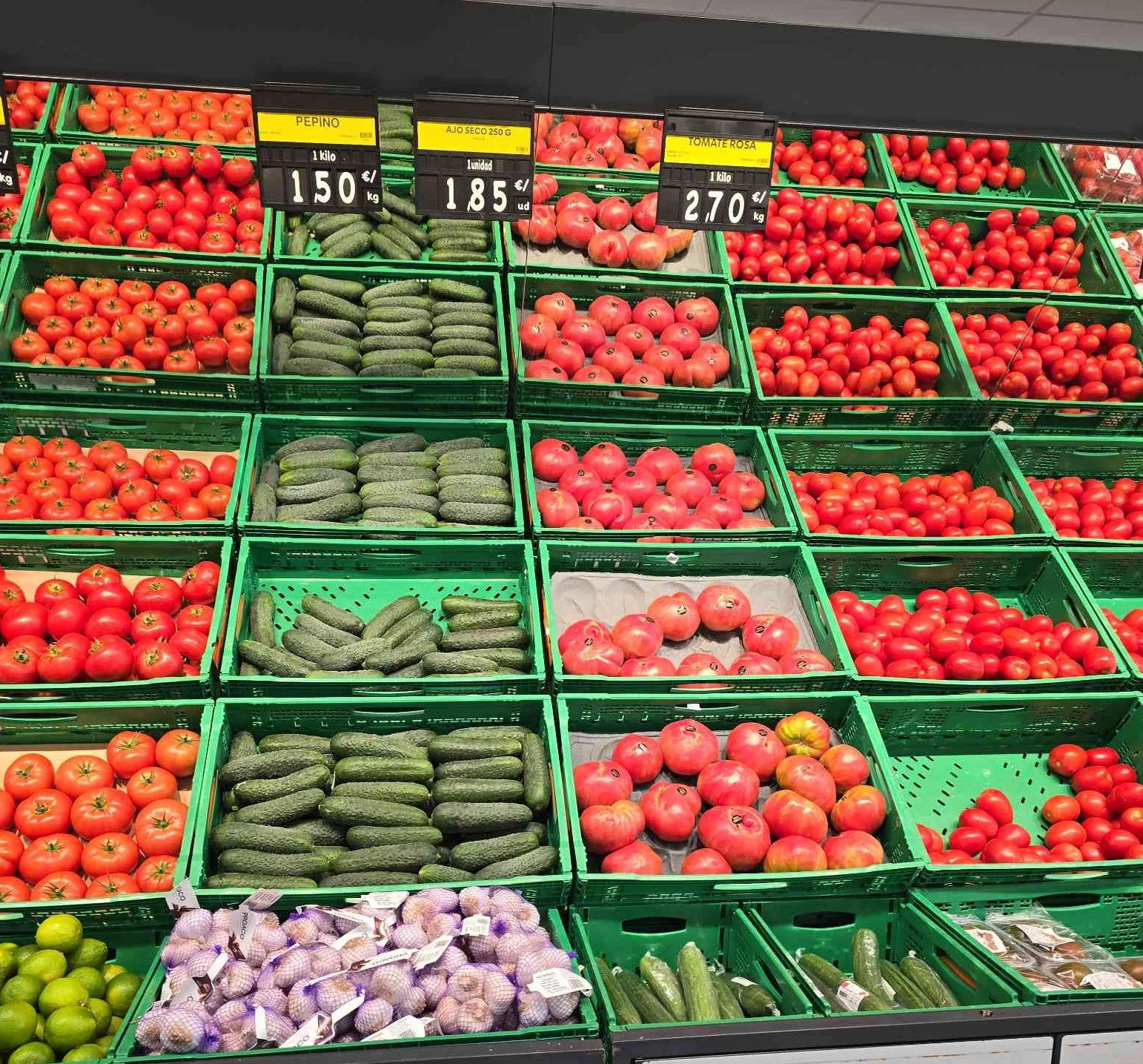 Fresh produce aisle in a retail store